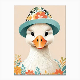 Floral Cute Baby Goose Nursery Illustration (29) Canvas Print