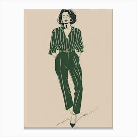 Woman In A Green Suit Canvas Print