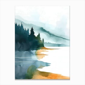 Watercolor Of A Lake Canvas Print