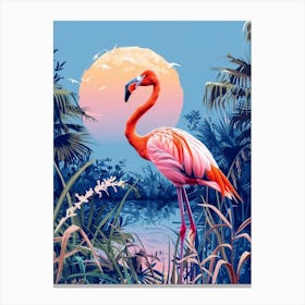Greater Flamingo Everglades National Park Florida Tropical Illustration 4 Canvas Print