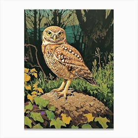 Burrowing Owl Relief Illustration 4 Canvas Print