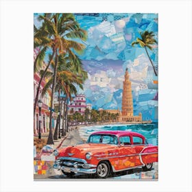 Cuba   Retro Collage Style 3 Canvas Print