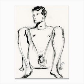 Male Nude 1 - homoerotic man erotic drawing ink pencil Canvas Print