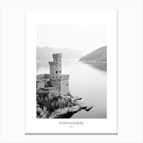 Poster Of Portovenere, Italy, Black And White Photo 3 Canvas Print
