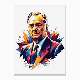 Franklin D Rosevelt Portrait WPAP Pop Art Canvas Print