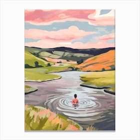 Wild Swimming At Malham Tarn Yorkshire 2 Canvas Print