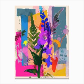 Delphinium 4 Neon Flower Collage Canvas Print