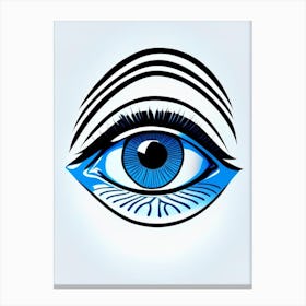 Digital Art, Symbol, Third Eye Blue & White 4 Canvas Print