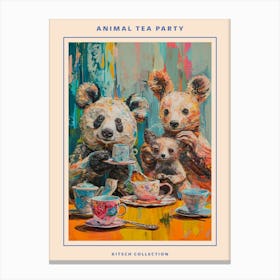 Kitsch Cute Animal Tea Party 4 Poster Canvas Print