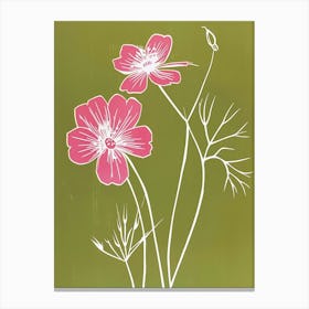 Pink & Green Love In A Mist 6 Canvas Print