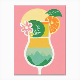 Midori Sour Retro Pink Cocktail Poster Canvas Print