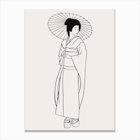 Geisha line art Canvas Print