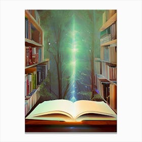 Books Magic Spells Astral Current Magical Fantasy Reading Shelves Spell Book Storytelling Storyteller Literature Library Dream Open Book Canvas Print