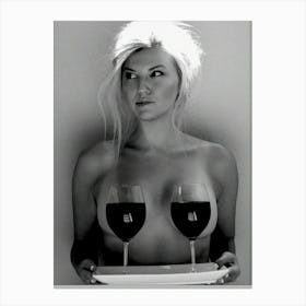 Sexy Woman Holding Wine Glasses Canvas Print