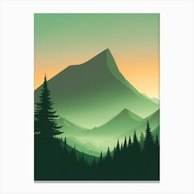 Misty Mountains Vertical Composition In Green Tone 82 Canvas Print