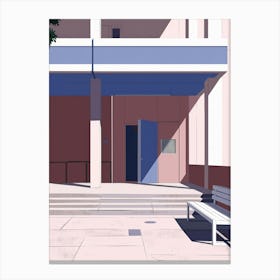 Building With A Bench Canvas Print