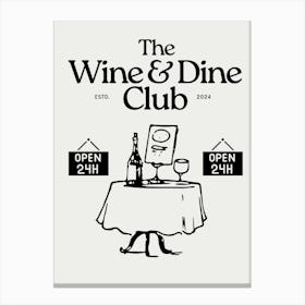 Wine & Dine Club Neutral Beige & Black Canvas Print