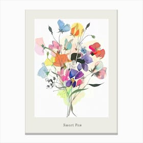Sweet Pea 2 Collage Flower Bouquet Poster Canvas Print