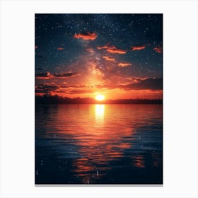 Starry Sky Over Water 10 Canvas Print