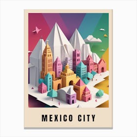 Mexico City Travel Poster Low Poly (20) Canvas Print