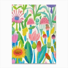 Wildflowers Colorful Illustration Canvas Print