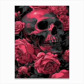 Skull And Roses Canvas Print