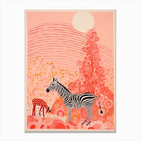 Zebra In The Wild With Other Animals Canvas Print