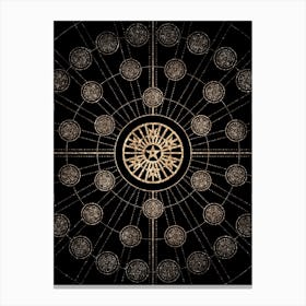 Geometric Glyph Radial Array in Glitter Gold on Black n.0271 Canvas Print