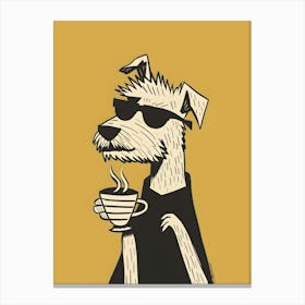 Dog With A Cup Of Coffee Canvas Print