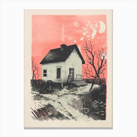 A House In Cape Cod, Abstract Risograph Style 3 Canvas Print