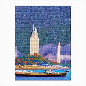 San Diego, City Us  Pointillism Canvas Print