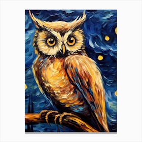 Starry Night Owl, Vincent Van Gogh Inspired Canvas Print