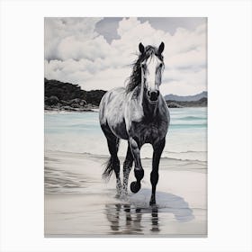 A Horse Oil Painting In Lopes Mendes Beach, Brazil, Portrait 1 Canvas Print