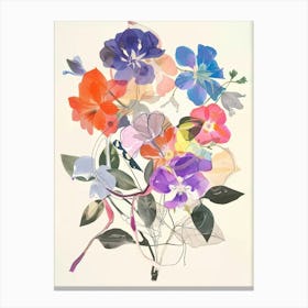Periwinkle Collage Flower Bouquet Canvas Print
