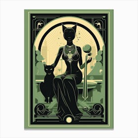 The World, Black Cat Tarot Card 2 Canvas Print