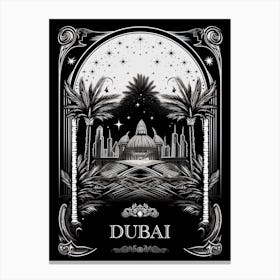 Dubai, United Arab Emirates, Tarot Card Travel  Line Art 4 Canvas Print