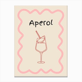 Aperol Doodle Poster Pink & Red Canvas Print