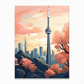 Cn Tower   Toronto, Canada   Cute Botanical Illustration Travel 0 Canvas Print