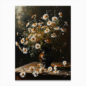 Baroque Floral Still Life Oxeye Daisy 1 Canvas Print