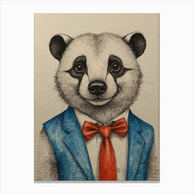 Panda Bear In A Suit Canvas Print