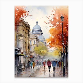 Istanbul Turkey In Autumn Fall, Watercolour 2 Canvas Print