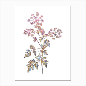 Stained Glass Hemlock Flowers Mosaic Botanical Illustration on White n.0211 Canvas Print