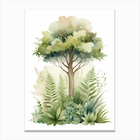 Watercolor Tree In The Forest Canvas Print