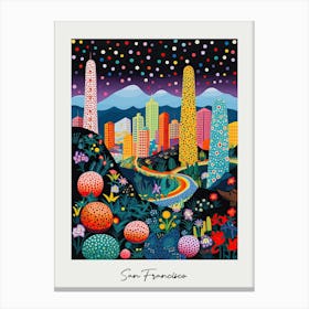 Poster Of San Francisco, Illustration In The Style Of Pop Art 3 Canvas Print