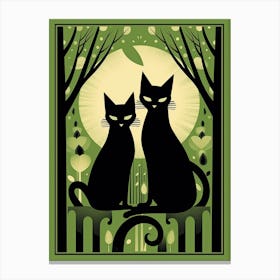 The Lovers, Black Cat Tarot Card 0 Canvas Print