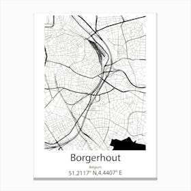 Borgerhout,Belgium Minimalist Map Canvas Print