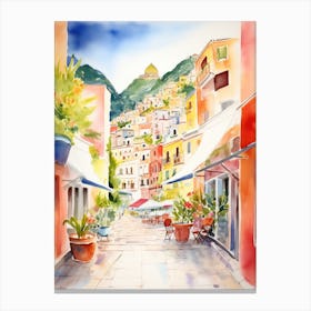 Positano, Italy Watercolour Streets 1 Canvas Print