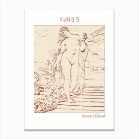 Line Art Minimalist – Vénus – Alexandre Cabanel 1875 – Classic Painting 1 Canvas Print