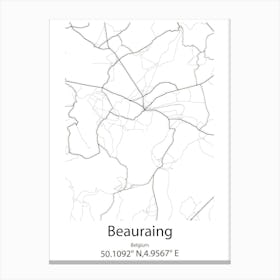 Beauraing,Belgium Minimalist Map Canvas Print