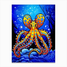 Blue Ringed Octopus Illustration 6 Canvas Print